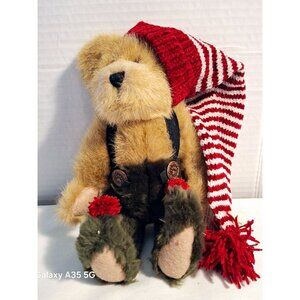 Boyds Bears Ernie Elfbeary Plush Teddy Bear With Striped Red Hat & Overalls